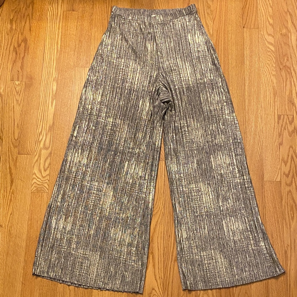elevenses Metallic wide leg pants